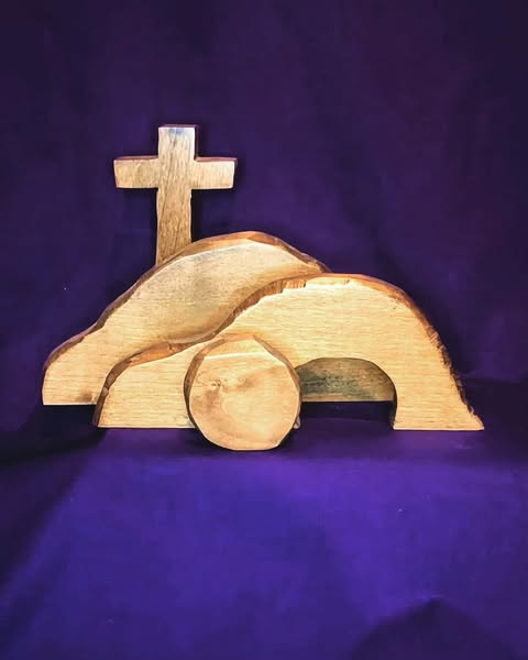 4-Piece Christ is Risen Wooden Tomb Set Handmade